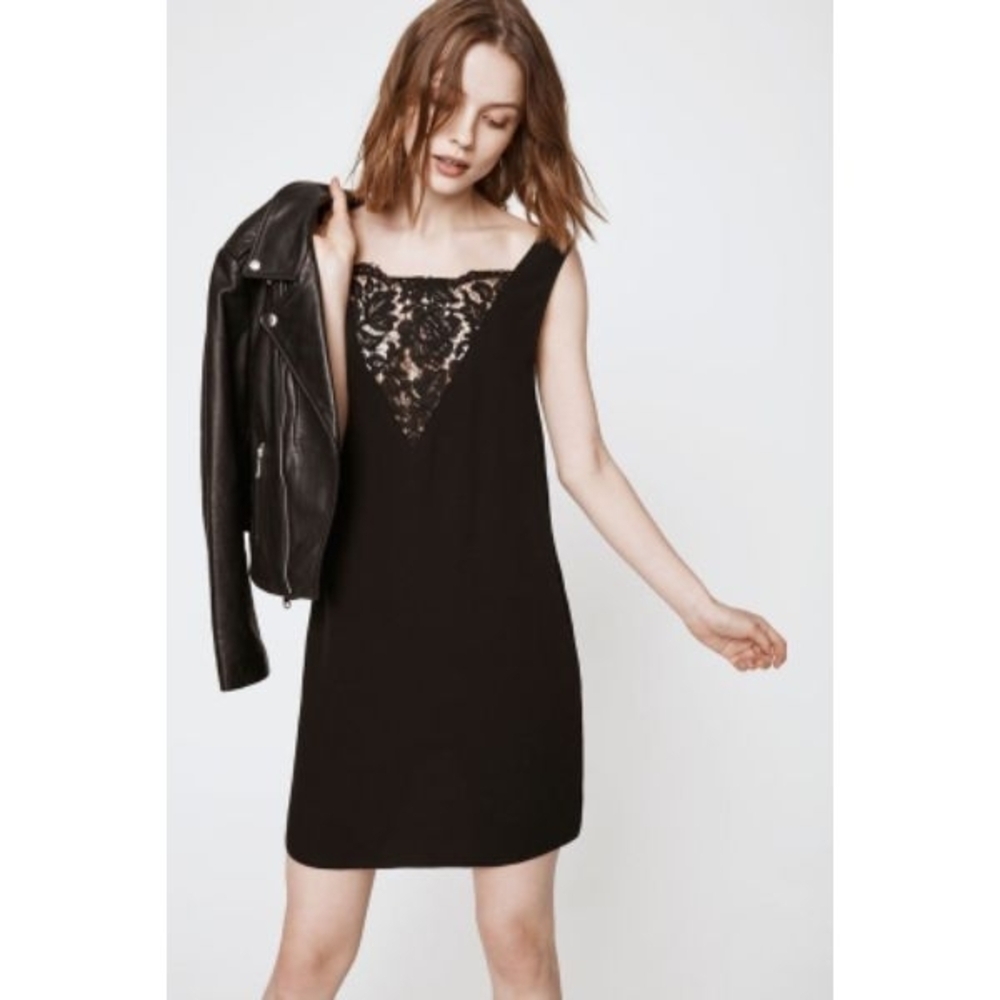 NWT Rebecca Minkoff Black Aurora Lace Shift Mini Dress